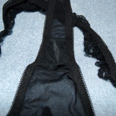 Wife wearing kinky black thongs 