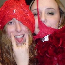 Girls with panties on their head  