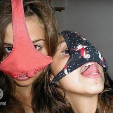 Girls with panties on their head  