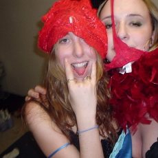 Girls with panties on their head  