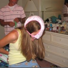 Girls with panties on their head  