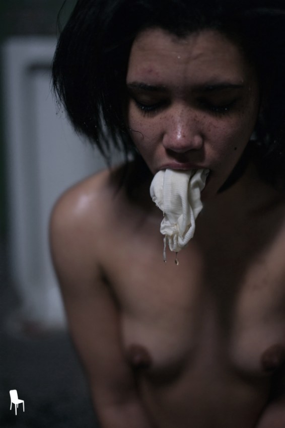 Nude Woman Panties Stuffed In Mouth.