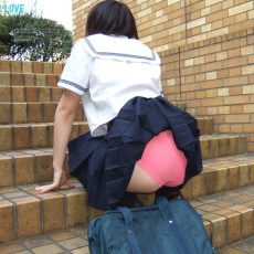 Japanese student shows panties outdoor 
