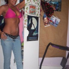 Sexy girl trying pants and panties  