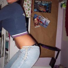 Sexy girl trying pants and panties  